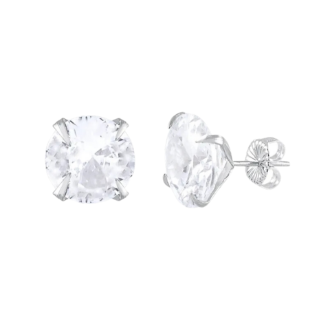 BRINCO DE PRATA FIXO ZIRCÔNIA REDONDA DE 6MM
