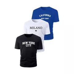 Kit 3 Camisetas Masculina Sortidas 100% Algodão Premium - Drop Conexion