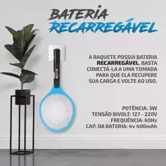 Imagem do Raquete Elétrica Mata Mosquito Dengue Insetos Recarregável B