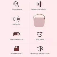 Mini Máquina de Karaokê com 2 Microfones Efeitos de Voz Disp na internet