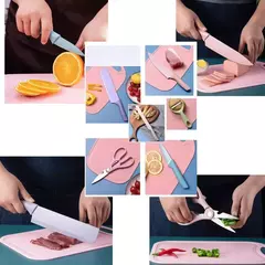 Kit De Facas Inox Profissional Colorido 6 Peças