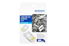 Conector Blindado RJ45 Cat5 8P8c Para Gigabit Ethernet Banhado a Ouro 100 Unidades Exbom - CONT-RJ45M100 - comprar online