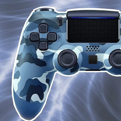 Camo Blue Wireless Controller for PS4,Bluetooth High Performance Gamepad Compatible with Playstation 4/Slim/Pro/Pc, 6-Axis Sensor | LED Touch Pad Remo