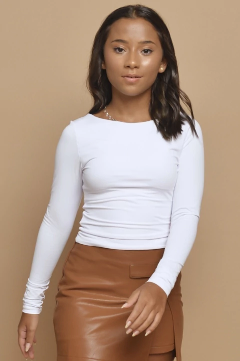 Blusa Manga Longa Detalhe Costas
