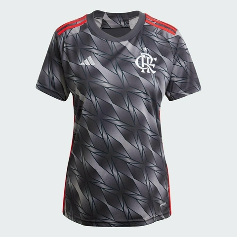 Camisa Flamengo llI 24/25 - Torcedor Adidas Feminina - Cinza e preta