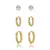 Trio De Brinco Mini Argola Banhada Ouro 18k