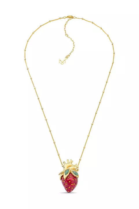 Colar Doce Vida - Feldspato Vermelho, Esmalte Amarelo e Malaquita - Coleção Dolce Tropicália