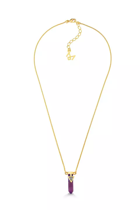 Colar Califórnia - Ágata Roxa Listrada e Drusa Metalizada - Coleção Califórnia Dreamin - comprar online