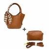 KIT Bolsa Feminina De Mão Com Lenço + Bolsinha/Necessaire Básico Transversal Ref. 5007