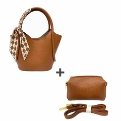 KIT Bolsa Feminina De Mão Com Lenço + Bolsinha/Necessaire Básico Transversal Ref. 5007