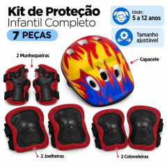 Kit Proteção Infantil 7 Peças com Capacete Hot Boy