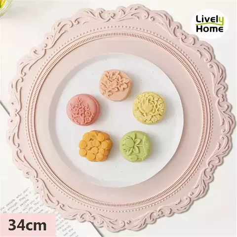 Jogo americano de silicone redondo para mesa de café, cor rosa, resistente ao c