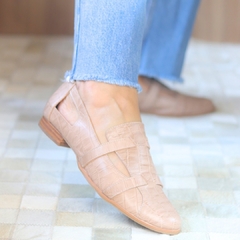 Sapatilha Oxford Mocassim Nude Croco - loja online