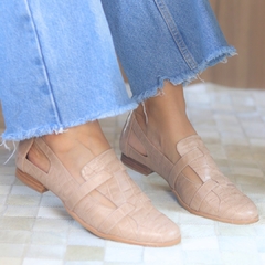 Sapatilha Oxford Mocassim Nude Croco - Villa Florence