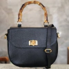Bolsa GG Alça de Bambu Couro Preto