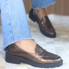 Mocassim Marrom Metalizado