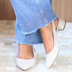 Slingback Off-White de Salto Bloco - comprar online