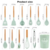 Set X12 Utensilios de Silicona con Mango de Madera Verde Agua en internet