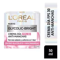 Crema Facial de Dia Loreal Glycolic Bright FPS 30 x 50ml