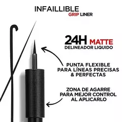 L'OREAL PARIS Infallible Grip Liquid Matte Delineador liquido de ojos 01 Negro - K Beauty