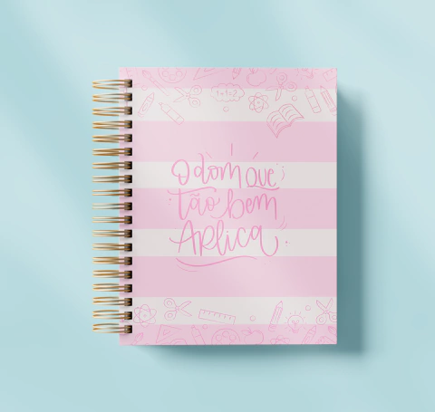 Planner Não Datado da Coordenadora - O Dom que Tão Bem se Aplica - Listras Rosa - comprar online