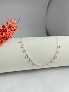 Colar choker com zircônia rosa