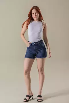 Short jeans cós alto - Azul