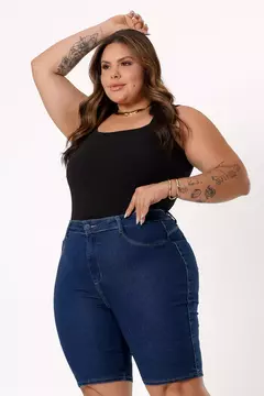Bermuda jeans ciclista plus size - Azul Médio - Eliane Store
