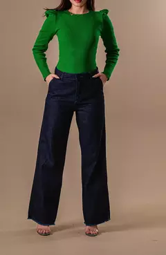 Calça jeans wide leg - Azul - loja online