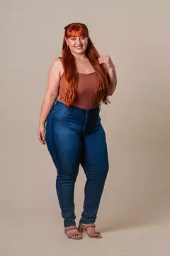 Calça jeans cigarrete plus size - Azul