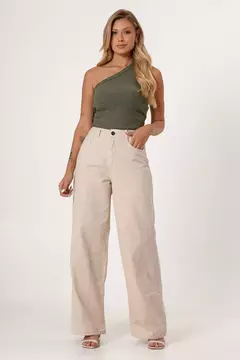 Calça jeans wide leg - Areia - comprar online