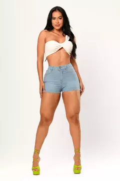 Short jeans justo - Azul Claro