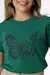 T-shirt com estampa e aplicação em pérolas - Verde Esmeralda - comprar online