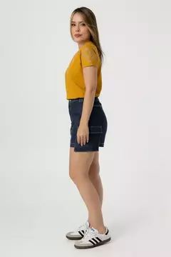T-shirt com bordado - Mostarda Escuro - Eliane Store