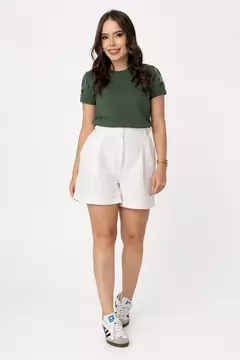 T-shirt com bordado - Verde Militar - Eliane Store