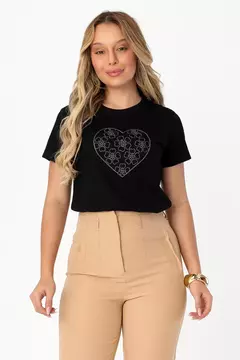 T-shirt com bordado - Preto - comprar online