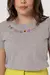 T-shirt com bordado - Cinza Mescla - comprar online