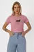 T-shirt estampado com aplicação strass - Rosa Seco