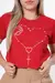 T-shirt com aplicação em pérolas - Vermelho Rubi - comprar online