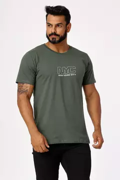 T-shirt masculina estampado - Verde Militar - comprar online