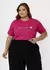 T-shirt Plus Size bordado - Rosa Fúcsia