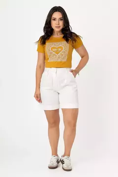 T-shirt com estampado - Mostarda Escuro - Eliane Store