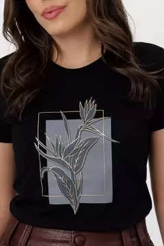 T-shirt com estampado - Preto na internet