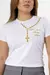 T-shirt estampado com aplicação em pérolas - Branco - comprar online