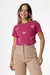 T-shirt com estampa e aplicação em pérolas - Rosa Fúcsia