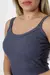 Vestido ribana canelado midi com bojo - Azul Marinho Mescla - comprar online
