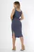 Vestido ribana canelado midi com bojo - Azul Marinho Mescla na internet