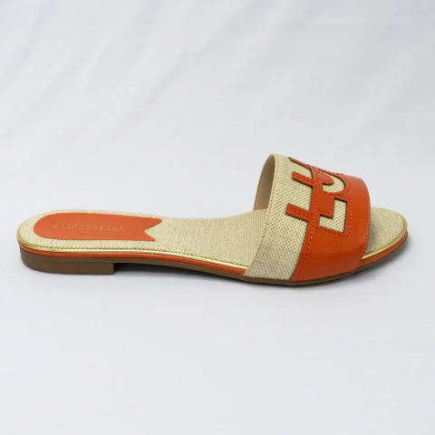 Chinelo Luz da Lua 54870031 Couro Natural Saara Magnólia Laranja