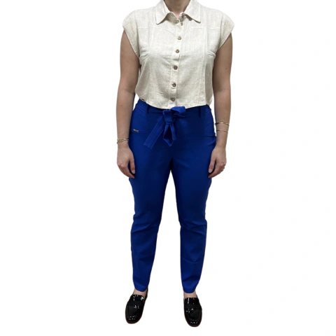 Calça Rosa Tatuada 9970 Skinny Azul Royal