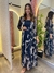 Vestido Decote Quadrado Azul Estampado - comprar online